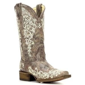 CORRAL Lisa A2663 floral embroidered distressed leather cowgirl boots sz 6 NWT